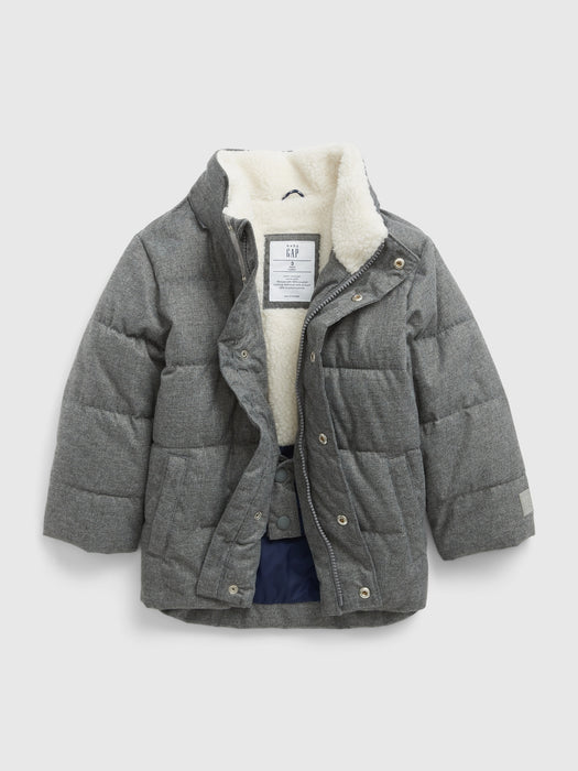 Toddler Sherpa-Lined Puffer Jacket - heather grey