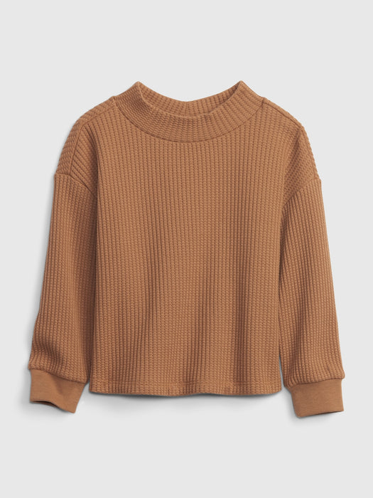 Toddler Waffle Mockneck Top - holiday brown