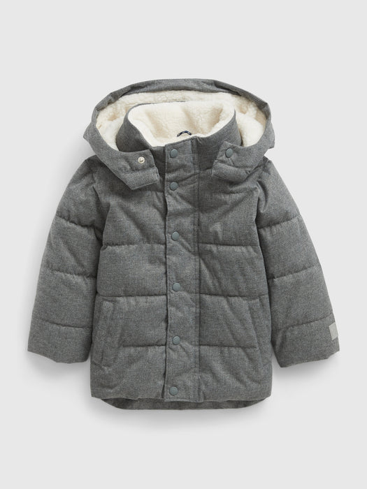 Toddler Sherpa-Lined Puffer Jacket - heather grey