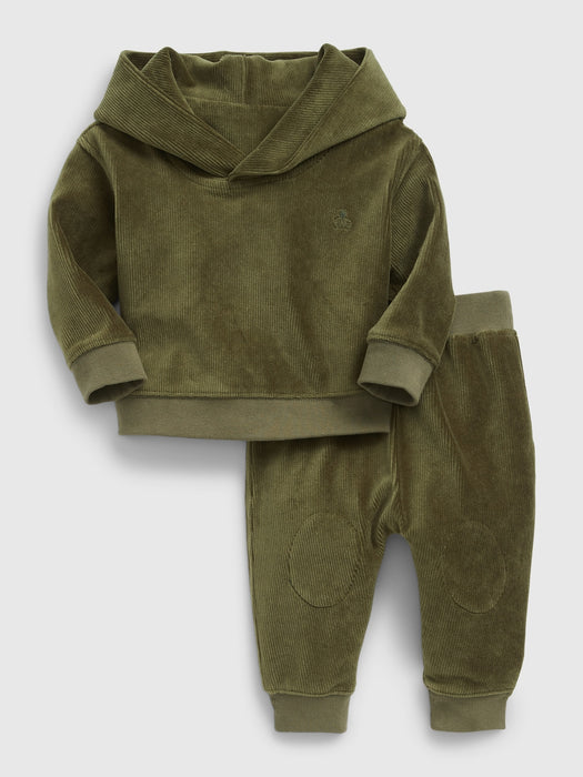 Baby Corduroy Two-Piece Outfit Set - army jacket green