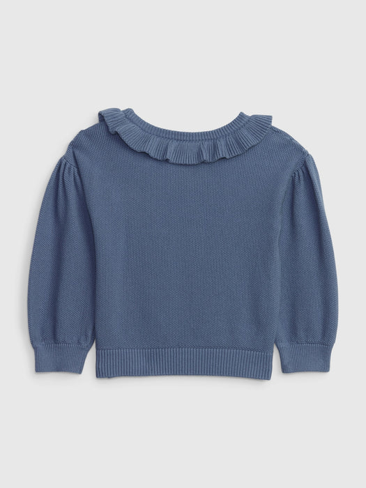 Toddler Ruffle Sweater - bainbridge blue