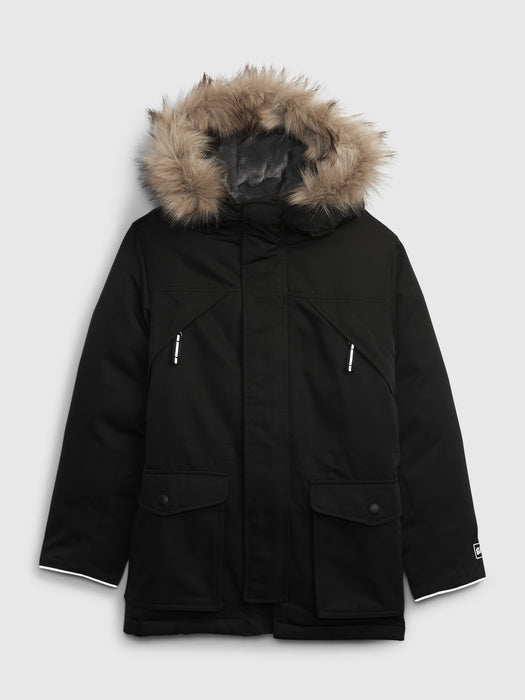 Kids Heavy Weight Parka Jacket - black