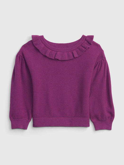 Toddler Ruffle Sweater - hollyhock