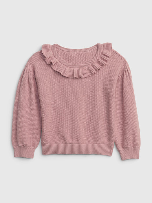 Toddler Ruffle Sweater - antique pink