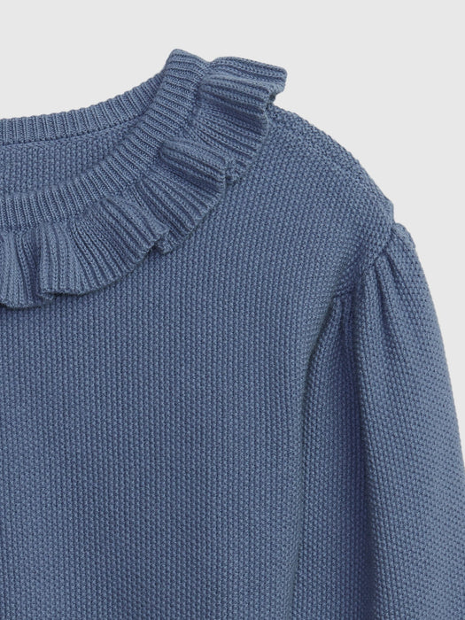 Toddler Ruffle Sweater - bainbridge blue