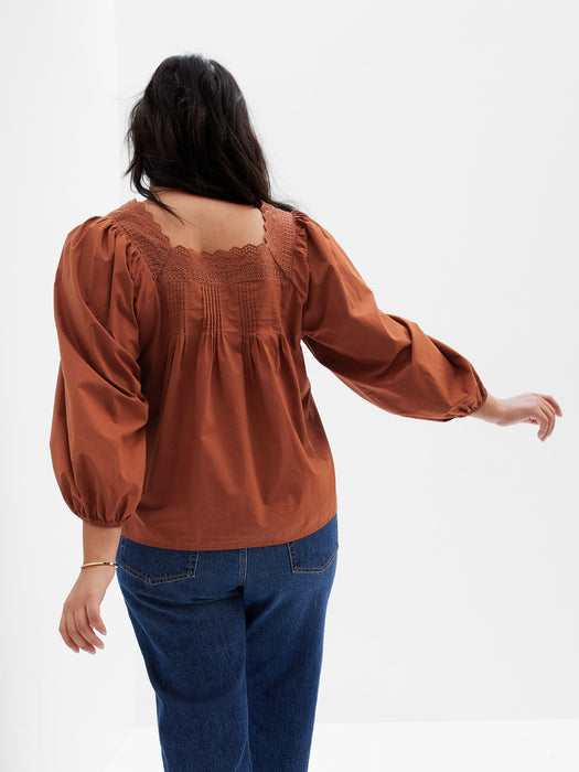 Puff Sleeve Button-Front Top