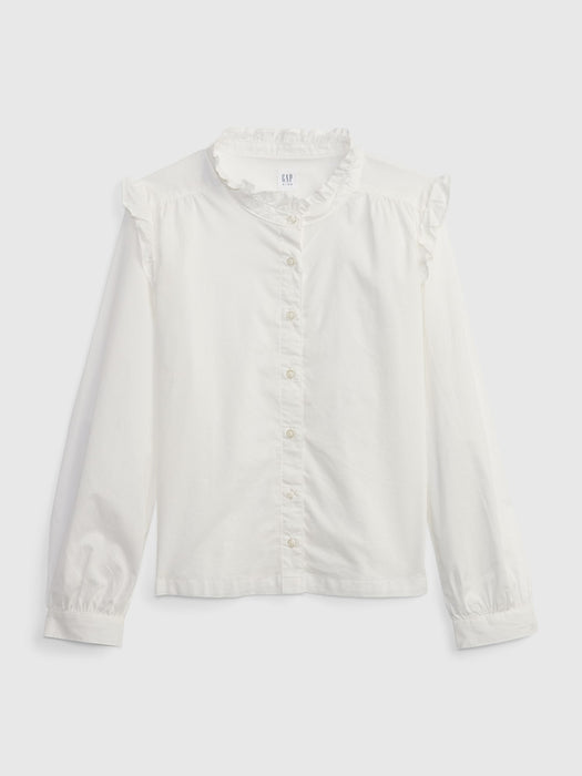 Kids Ruffle Sleeve Button-Down Shirt - new off white