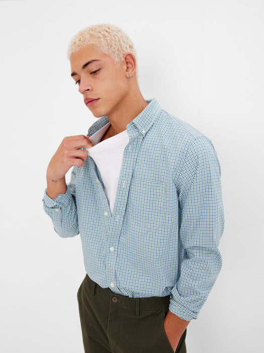 All-Day Poplin Shirt in Standard Fit - green gingham