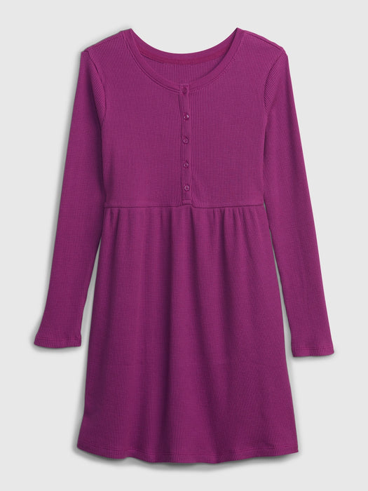 Kids Waffle Skater Dress - purple