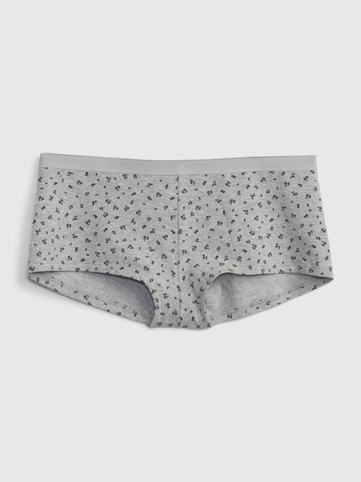 Stretch Cotton Shorty - heather grey floral