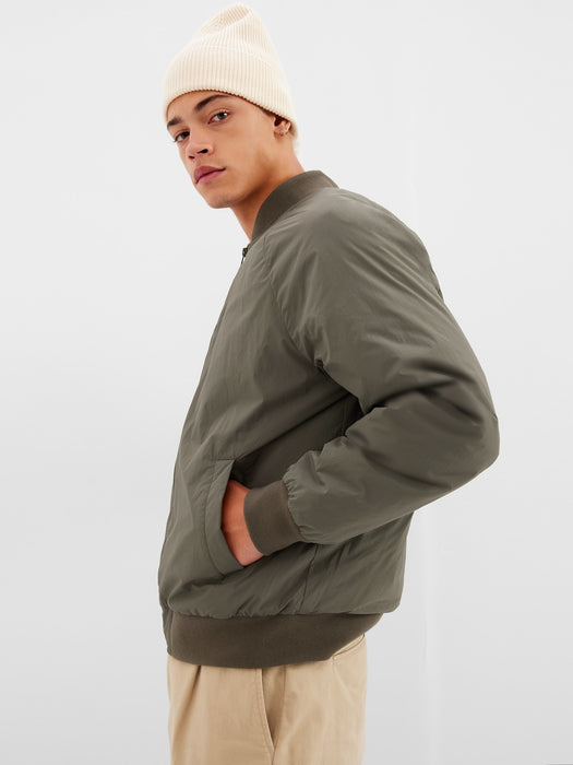 Recycled Bomber Jacket - black moss