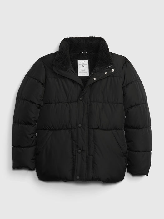 Kids Sherpa-Lined Puffer Jacket - true black