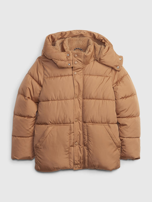 Kids Sherpa-Lined Puffer Jacket - brown