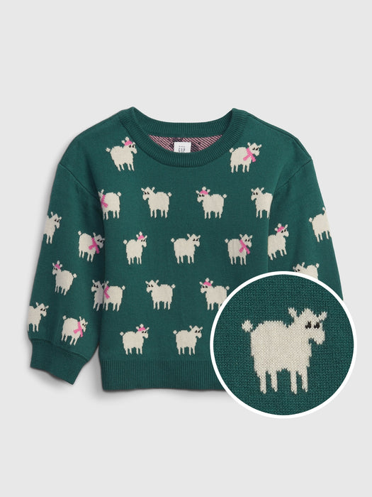 Toddler Printed Sweater - sheeps green