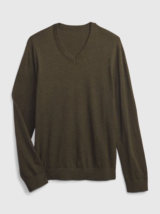 Mainstay V-Neck Sweater - mistletoe