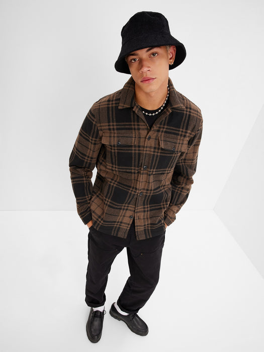 Plaid Overshirt - brown plaid