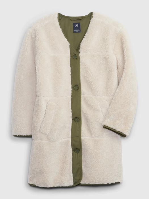 Mixed-Media Sherpa Jacket