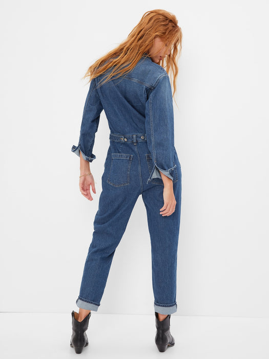 Denim Jumpsuit with Washwell - medium wash