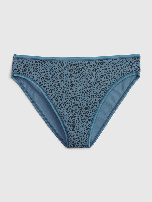 Stretch Cotton High-Leg Brief - blue leopard print