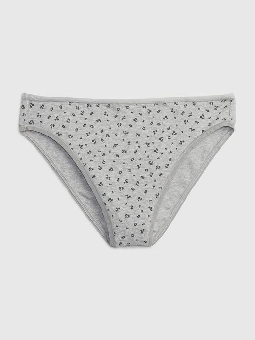 Stretch Cotton High-Leg Brief - heather grey floral