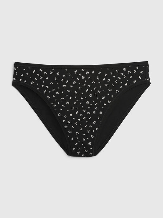 Stretch Cotton High-Leg Brief - black floral