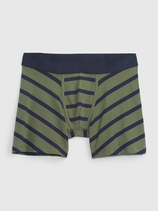 5" Print Boxer Briefs - navy green stripe