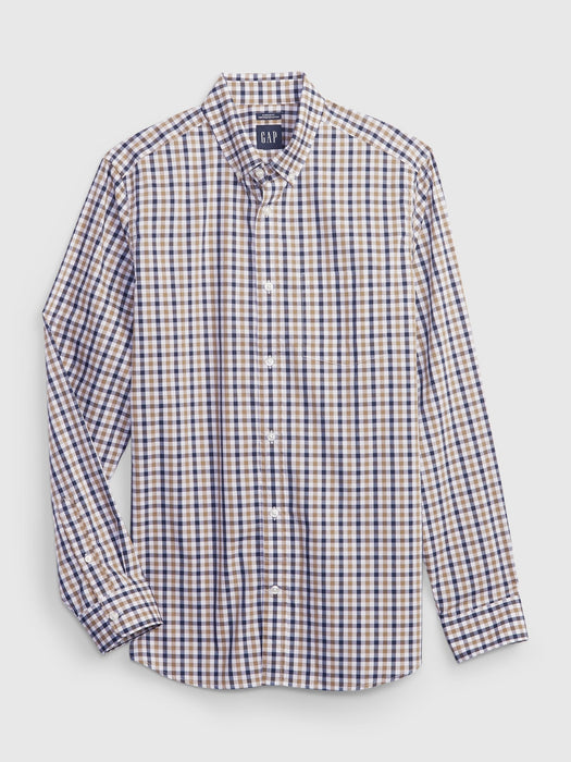 All-Day Poplin Shirt in Standard Fit - khaki gingham