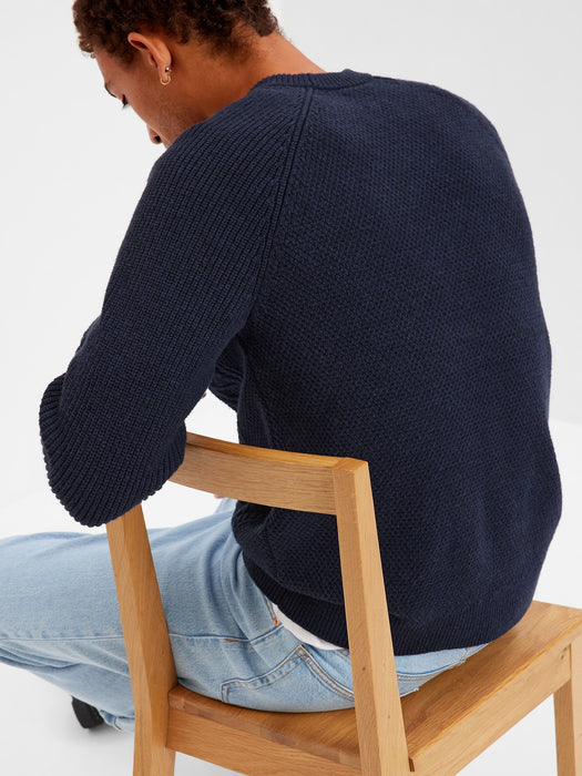 Cable-Knit Crewneck Sweater - new classic navy