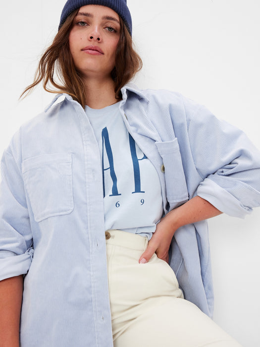 Oversized Corduroy Shirt - ice blue