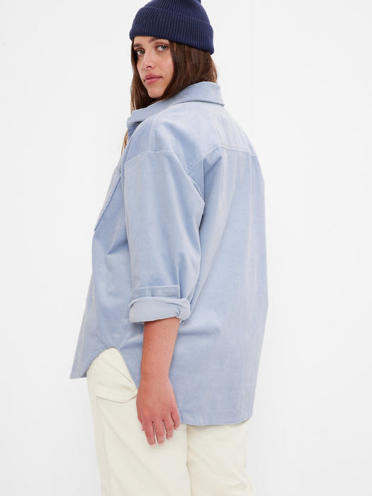 Oversized Corduroy Shirt - ice blue