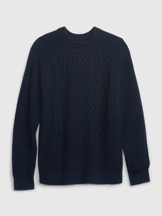 Cable-Knit Crewneck Sweater - new classic navy