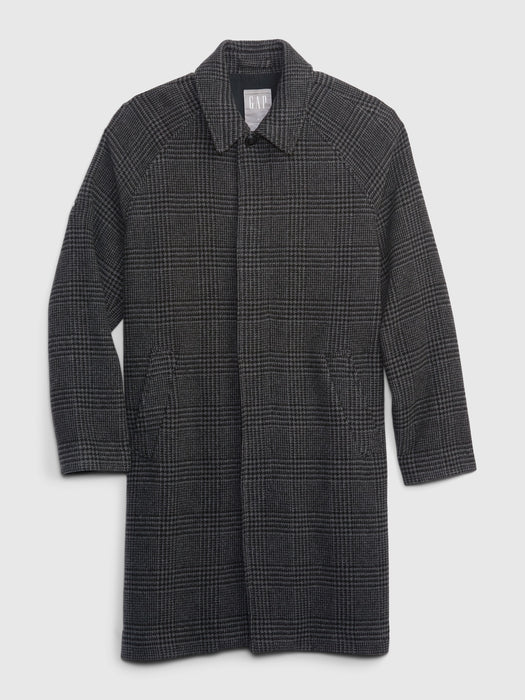 Recycled Plaid Raglan Wool Car Coat