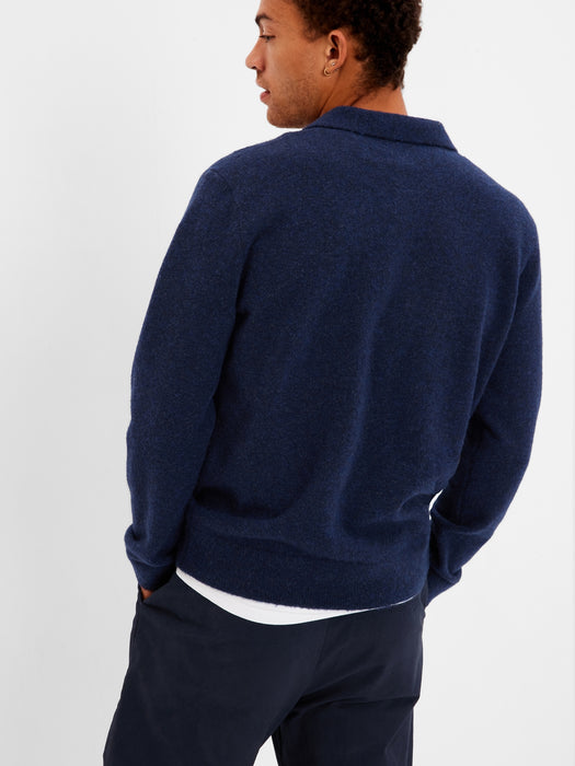 Recycled Polo Sweater - blue