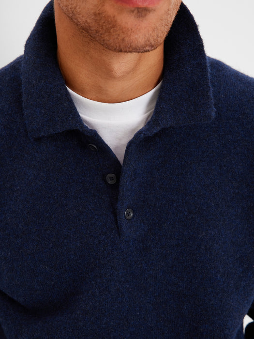 Recycled Polo Sweater - blue