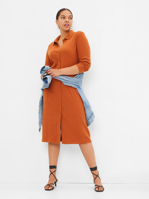 Rib Polo Midi Dress