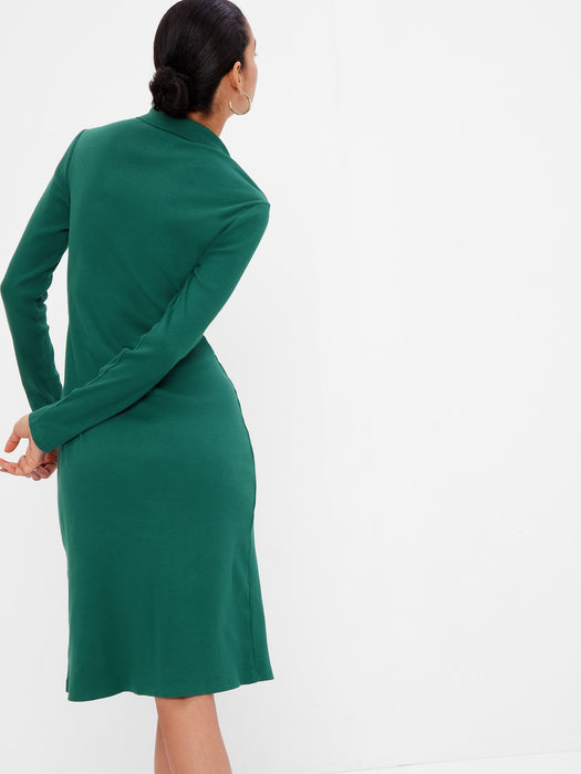 Rib Polo Midi Dress - june bug green