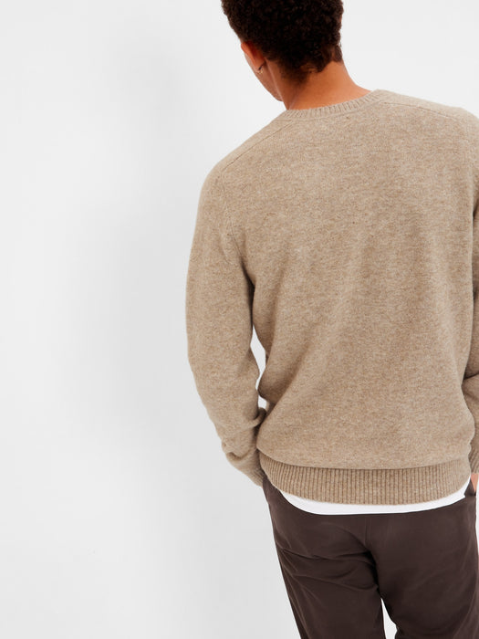 Recycled V-Neck Sweater - khaki heather