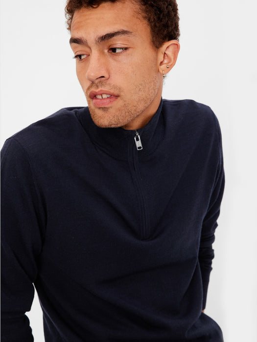 Half-Zip Merino Mockneck Sweater - new classic navy