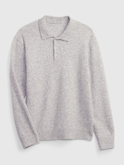 Recycled Polo Sweater - light grey heather