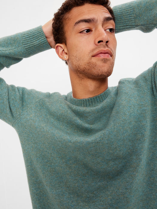 Recycled Crewneck Sweater - aqua heather