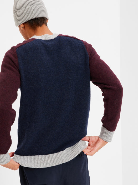 Recycled Colorblock Crewneck  Sweater - tapestry navy