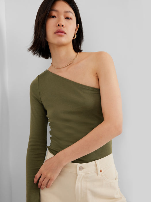 Modern One Shoulder Top - army jacket green