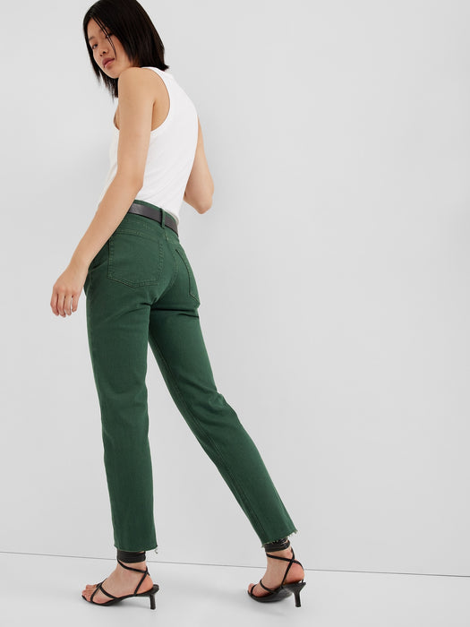 High Rise Cheeky Straight Jeans with Washwell