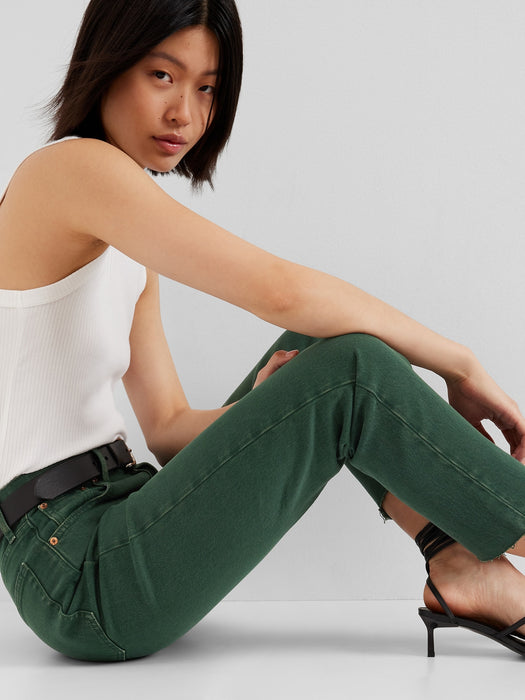 High Rise Cheeky Straight Jeans with Washwell