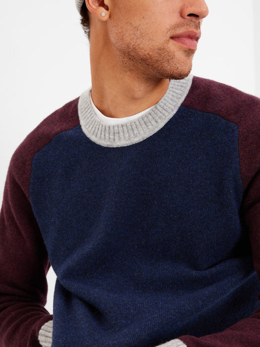 Recycled Colorblock Crewneck  Sweater - tapestry navy