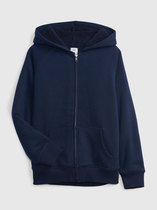 Kids Sherpa-Lined Hoodie - blue