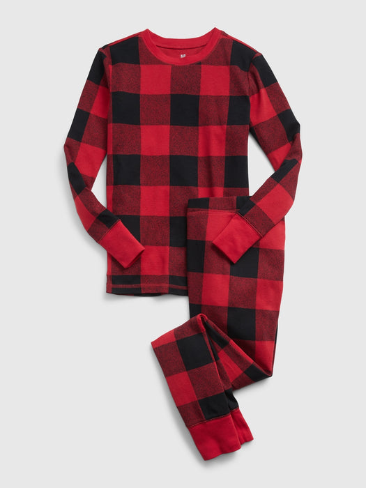 Kids 100% Organic Cotton Buffalo Check PJ Set - red buffalo