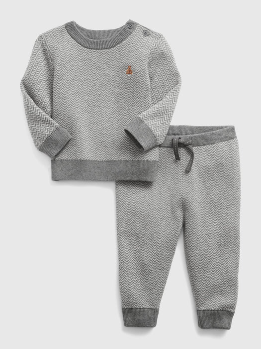 Baby Two-Piece Sweater Set - charcoal heather