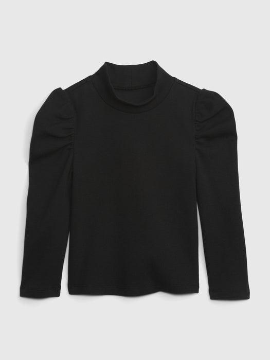 Toddler Puff Sleeve Turtleneck - black