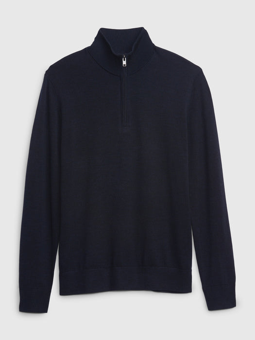 Half-Zip Merino Mockneck Sweater - new classic navy